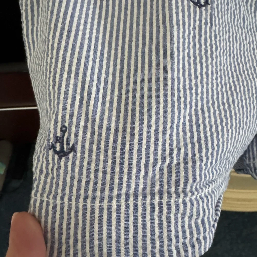 Ralph Lauren Blue and White Striped Polo Shorts seersucker 3” inseam - Picture 3 of 8